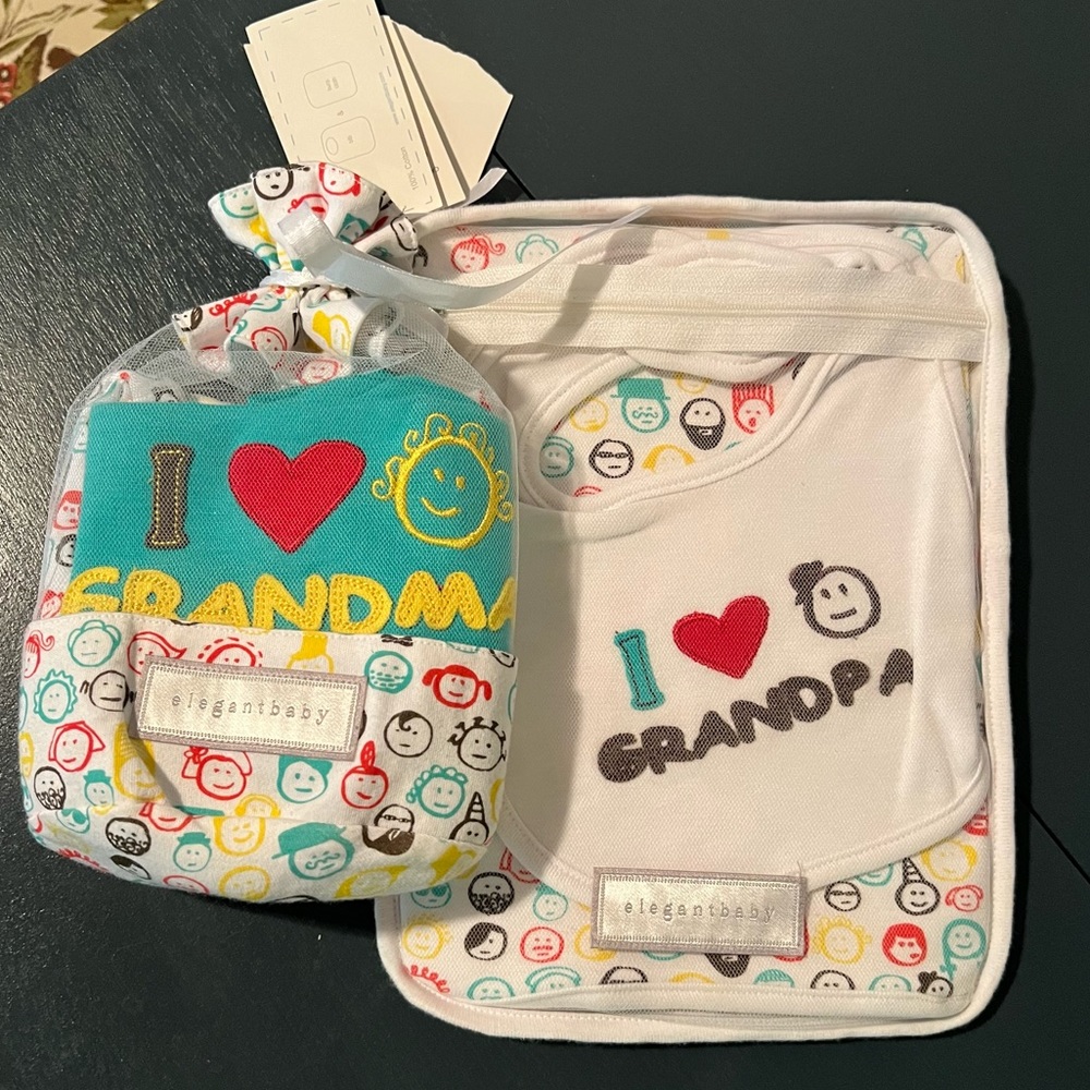 SOLD - Elegant Baby Bundle - Pj set with bib & burp cloth